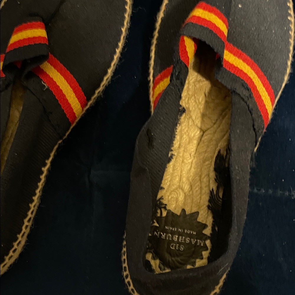 Sid Mashburn Black and Red Espadrille Sandals